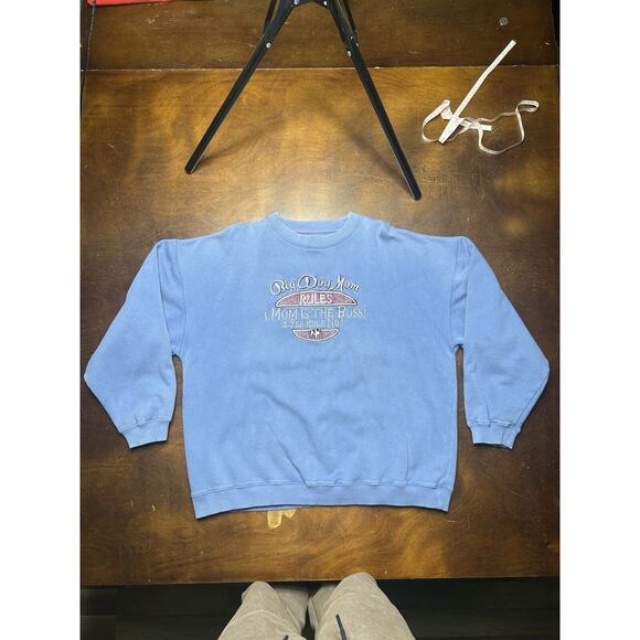 VTG 90s/Y2K Big Dog Big Dog Mom Rules Crewneck Sweatshirt Light Purple Size L - Picture 12 of 13